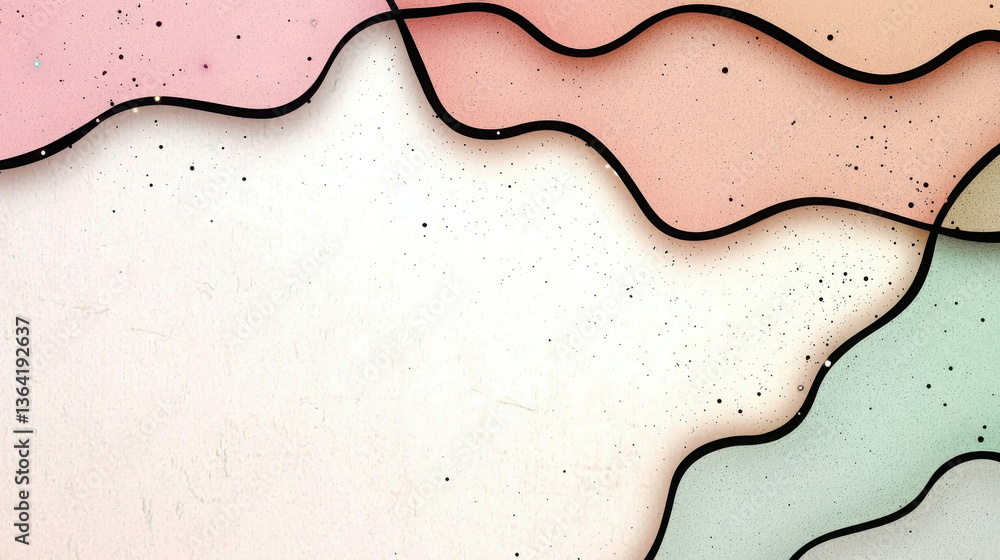 Poster abstract wavy lines with pastel colors and texture for background or design projects
