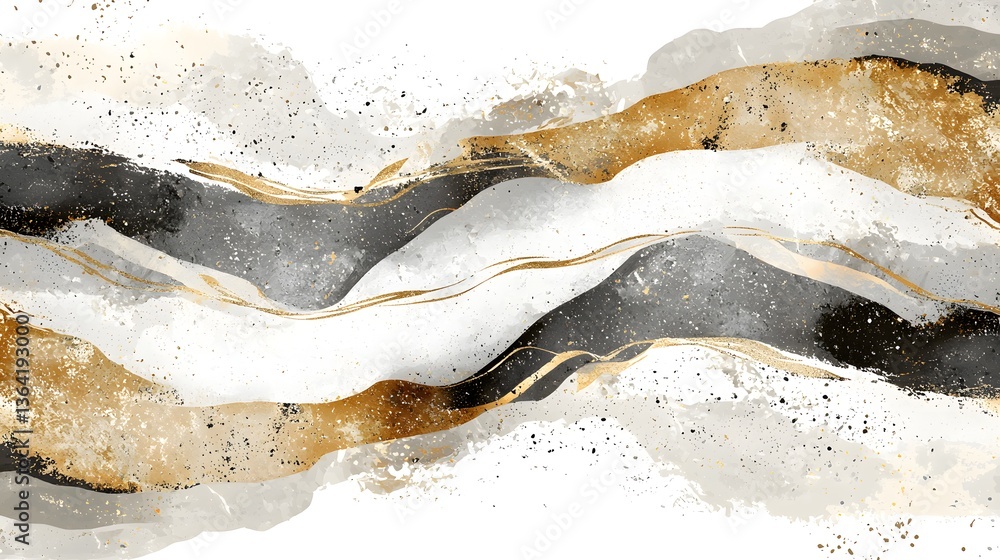 Aufkleber striking black and white wave pattern on a muted ochre shades background creating a unique artistic 