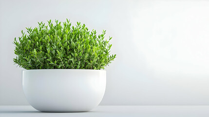 Modern Minimalist Potted Plant In White Bowl