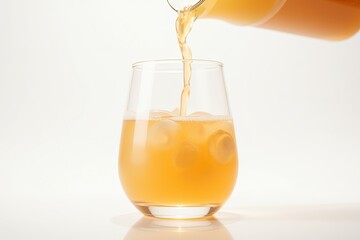 Juice, kombucha or lemonade poured into glass