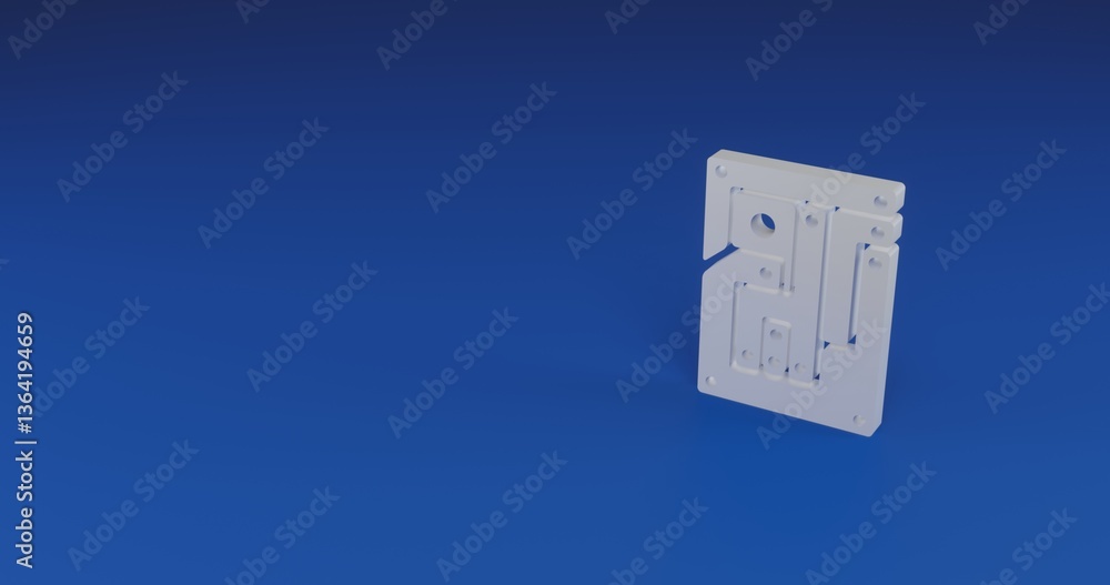 Poster isolated realistic white printed circuit board with shadow. located on the right side of the scene. 
