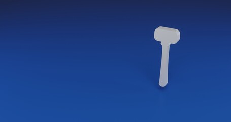 Isolated realistic white mallet symbol with shadow. Located on the right side of the scene. 3d illustration on transparent background