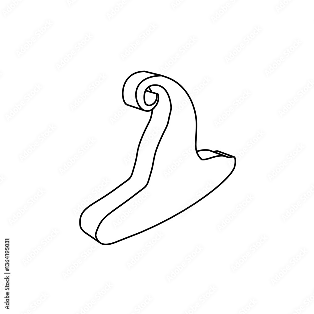 Poster the outline of a large witch hat symbol is made with black lines. 3d view of the object in perspecti