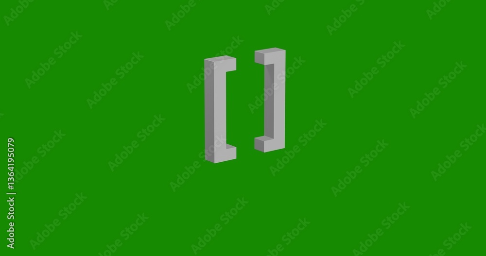 Aufkleber isolated realistic white square brackets symbol front view with shadow. 3d illustration on green chr