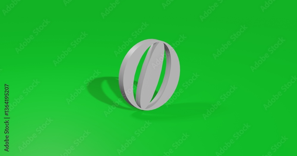 Poster isolated realistic white beach ball symbol front view with shadow. 3d illustration on green chroma k