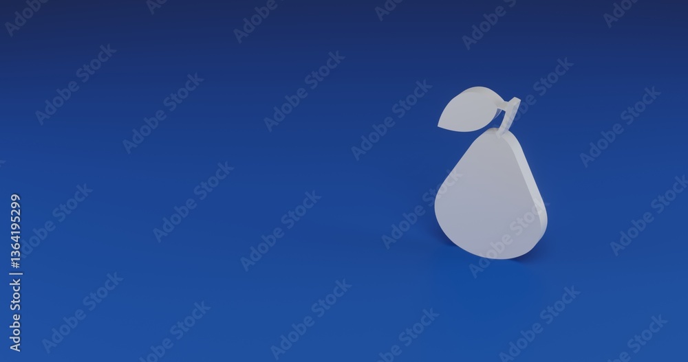 Aufkleber isolated realistic white pear symbol with shadow. located on the right side of the scene. 3d illustr