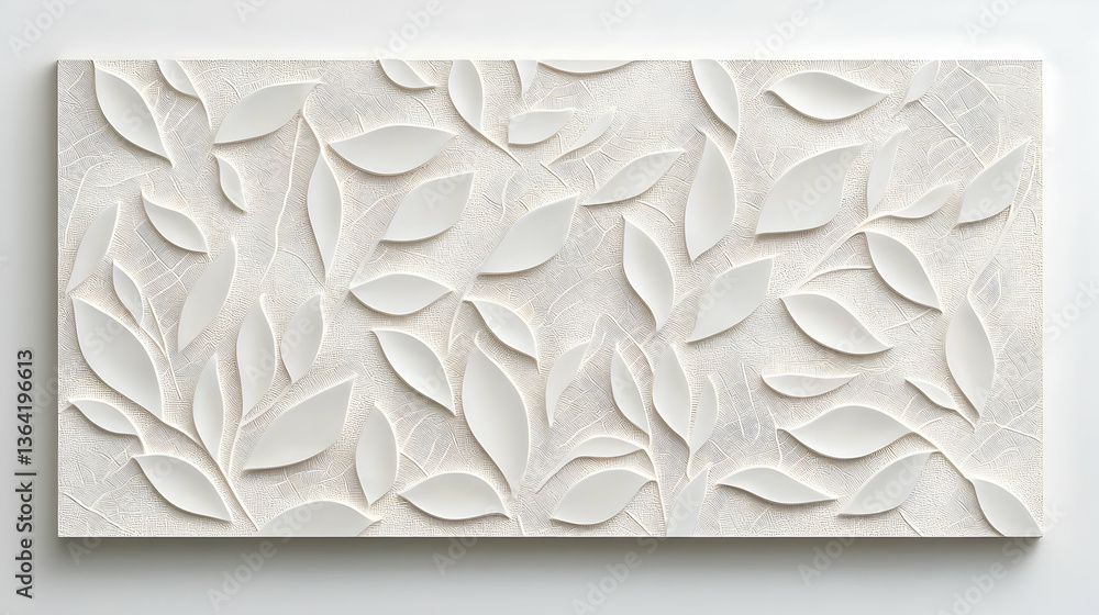 Poster abstract white leaf pattern on speckled textured surface with shadow and light effects