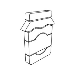 The outline of a large jar of jam symbol is made with black lines. 3D view of the object in perspective. Vector illustration on white background