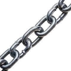 Metal chain link isolated on transparency background, showcasing texture and design