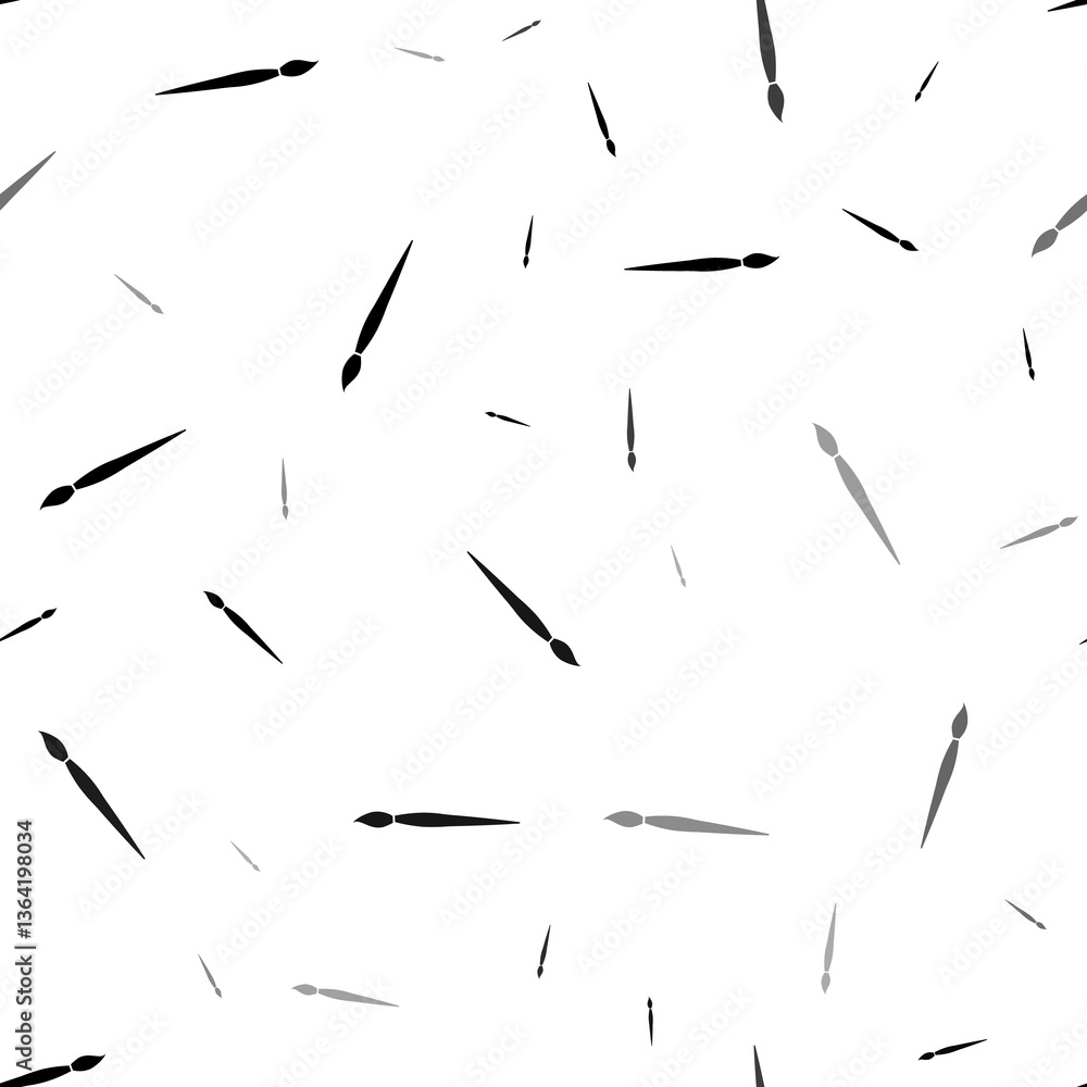 Poster seamless vector pattern with artistic brush symbols, creating a creative monochrome background with 