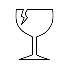 Broken wine glass on white background.