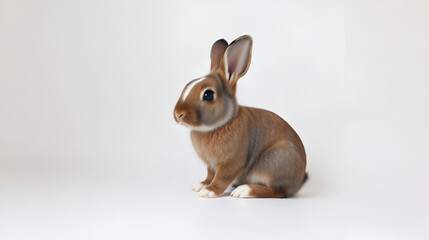 Obraz premium Rabbit , 4 months old, sitting against white background