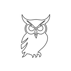 A large black outline owl symbol on the center. Illustration on transparent background