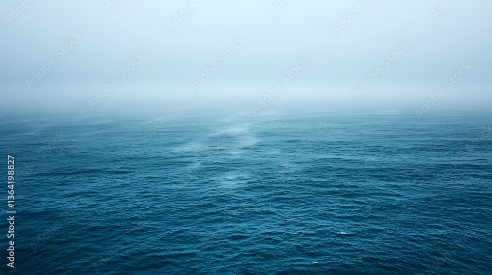 Poster mysterious ocean scene with fog gently rolling over the water creating an ethereal atmosphere