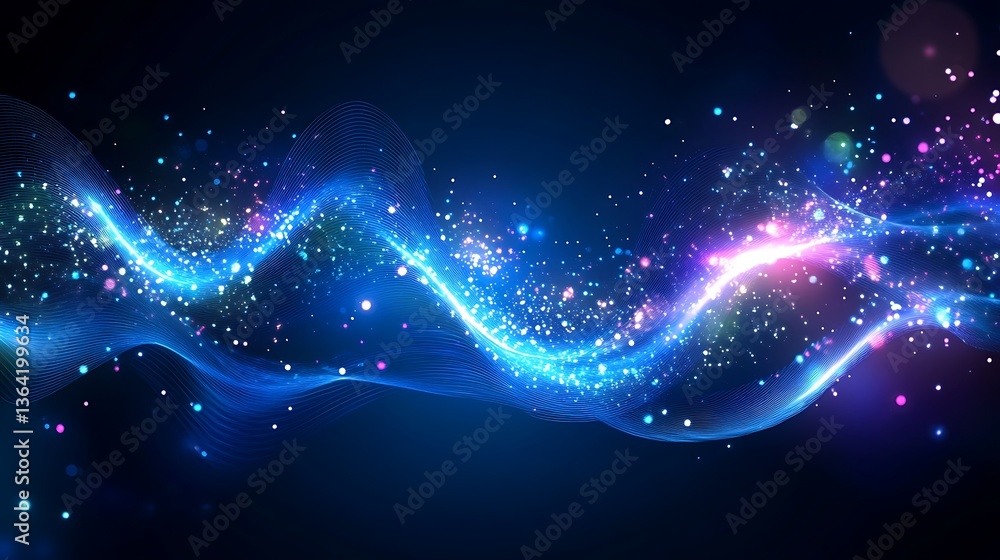 Poster abstract background with glowing lines and particles. vector illustration for your design
