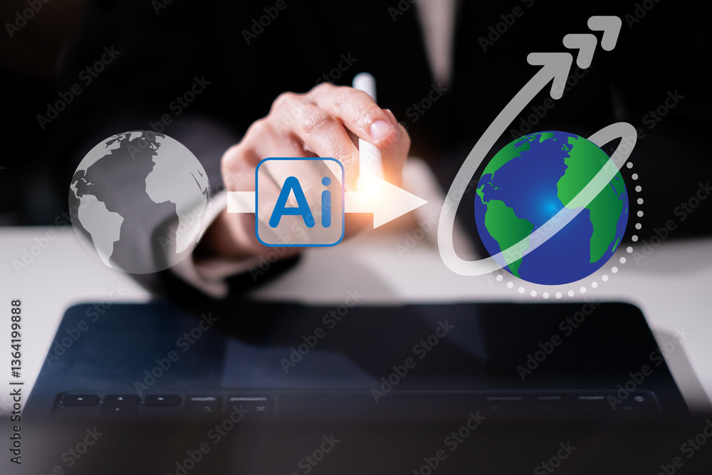 Poster business ai artificial intelligence change the world technology network digital communication concep