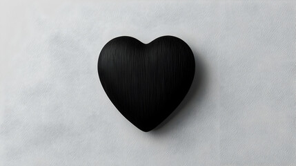 Fototapeta premium Black Heart Shaped Object On Light Gray Background