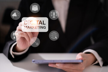 Digital marketing business online technology cyberspace strategy network social media concept