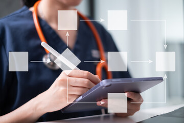 Doctor medical healthcare and medicine diagnosis treatment flowchart technology concept