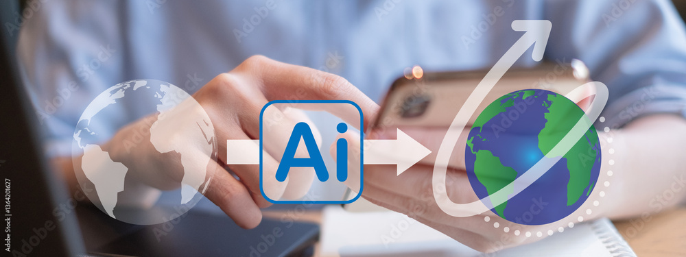 Poster business ai artificial intelligence change the world technology network digital communication concep