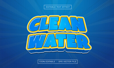 Clean water editable text effect with blue style