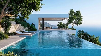 Obraz premium Modern Villa Pool Ocean View