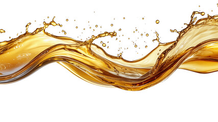golden liquid splash isolated on white background.