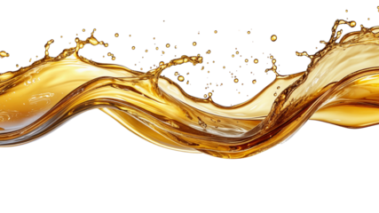 golden liquid splash isolated on white background.