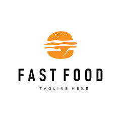 fast food design with minimalist burger logo concept illustration of food symbol product