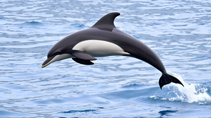 Obraz premium Elegant Black and Beige Dolphin Leaping Ocean Mammal Wildlife Aquatic Animal Nature Sea Life Marine Animal Graceful Jump