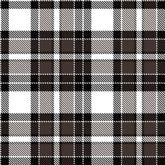 Warm White and Vivid Almost Black Seamless Tartan Textile Design