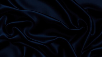 Obraz premium Black blue silk, satin. Shiny fabric surface. Beautiful wavy folds. Dark elegant background with space for design. Web banner.