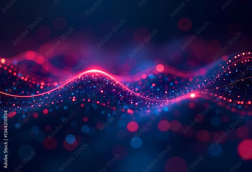 Poster generative ai abstract neon waveform digital art