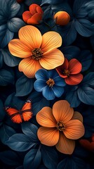 Delicate Blossoms and Buds in Soft Pink and Deep Red on Gentle Branches