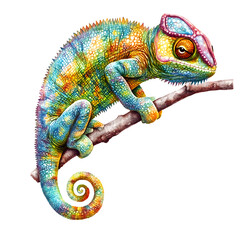 Naklejka premium chameleon on a white background