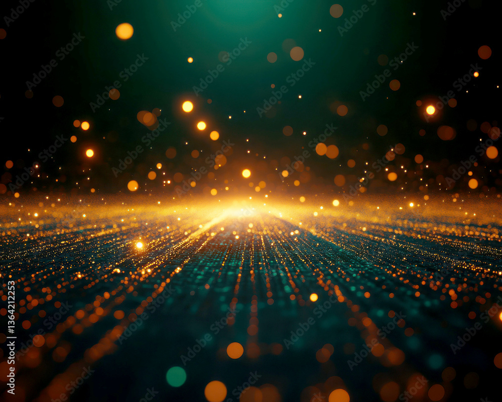 Poster abstract representation of light particles in motion.