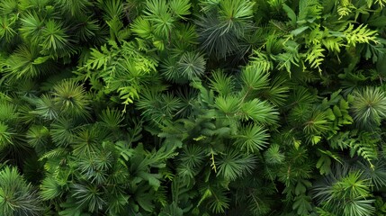 Fototapeta premium Lush Green Foliage with Various Leafy Textures and Patterns
