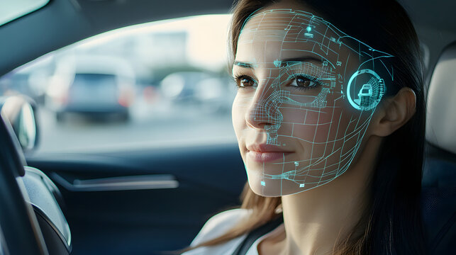 AI-powered facial recognition in automotive technology, enabling driver identification and seat adjustments based on facial features for a personalized experience.