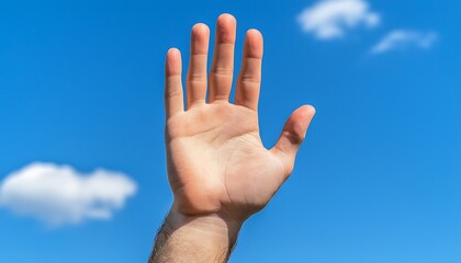 Hand Up with Blue Sky, and Summer.