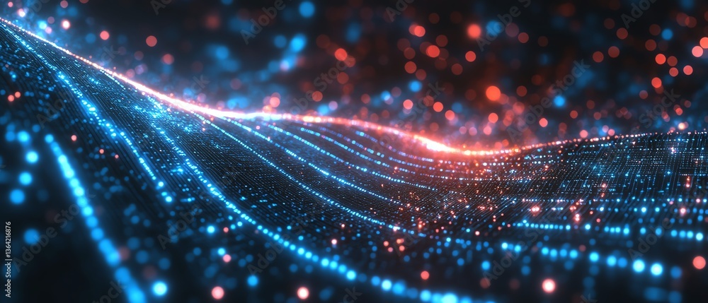 Poster an abstract technology background with glowing neural networks