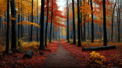  autumn forest's color change