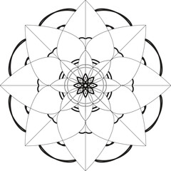 Circular pattern in form of mandala for Henna, Mehndi, tattoo, decoration. Decorative ornament in ethnic oriental style. Coloring book page.`
