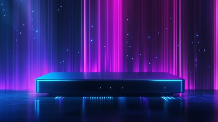 Neon Stage Platform, Futuristic, Cyberpunk, Product Display