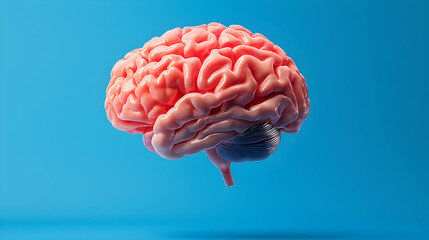 Pink Pixelated Brain On Blue Background