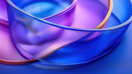 Abstract rings intersect with blue, pink, and gold hues on textured surface