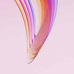 3d rendering abstract  Colorful Ribbons glass background, Dynamic Flowing Curve Composition Transparent Glossy Glass with dispersion.
