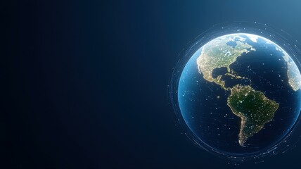 Fototapeta premium Stunning view of Earth from space, highlighting continents and oceans with a dark, starry background.