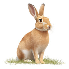 Obraz premium Cute Brown Rabbit Sitting on Green Grass in Forest