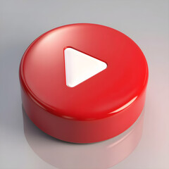 Red 3D YouTube Play Button Icon – Modern Glossy Media Symbol