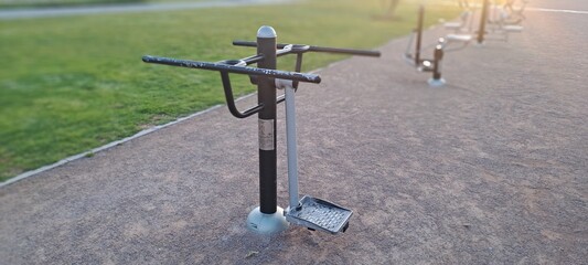 Outdoor gym equipment promoting fitness and exercise in public park